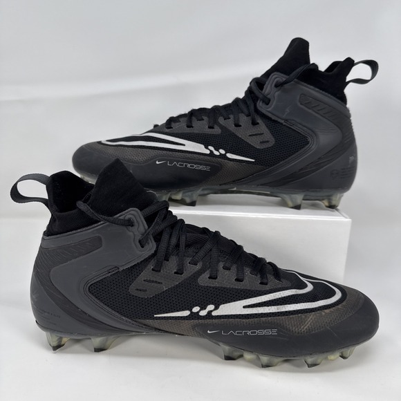 Nike Alpha Huarache 8 Elite LAX Lacrosse Cleats Black Size 10 CW4440-011 - Picture 2 of 11